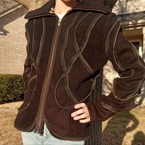 Sohung Designs Handmade NY Unsized (S?) Exposed Zipper Jacket Leopard Lining